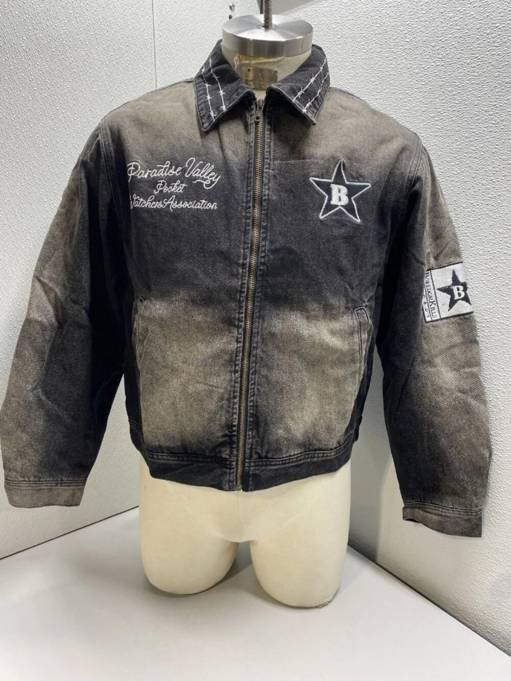 Boredom Kills Mens BK Jean Denim Jacket Size S Grey Black